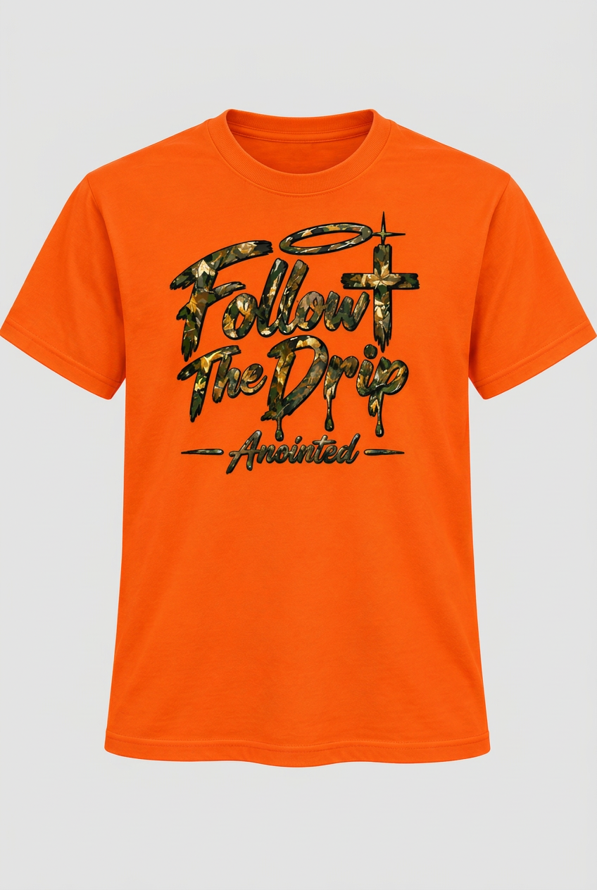 Orange shirt with light grey background